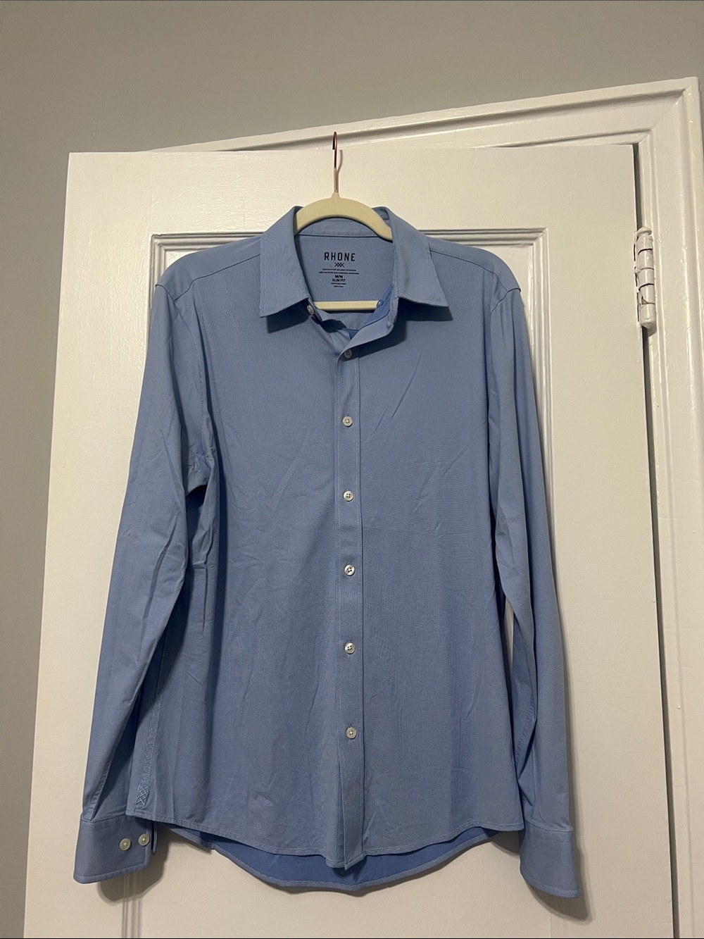 RHONE Men's Pale Blue Dress Shirt - Spread Collar